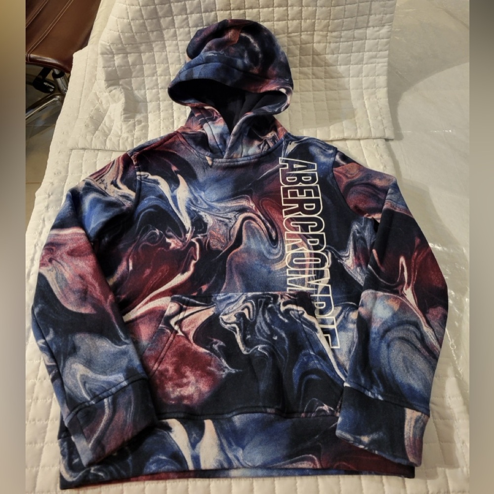 Abercrombie Kids Blue Purple White Cosmic Swirl Hoodie Ethereal Astronomy Groovy
